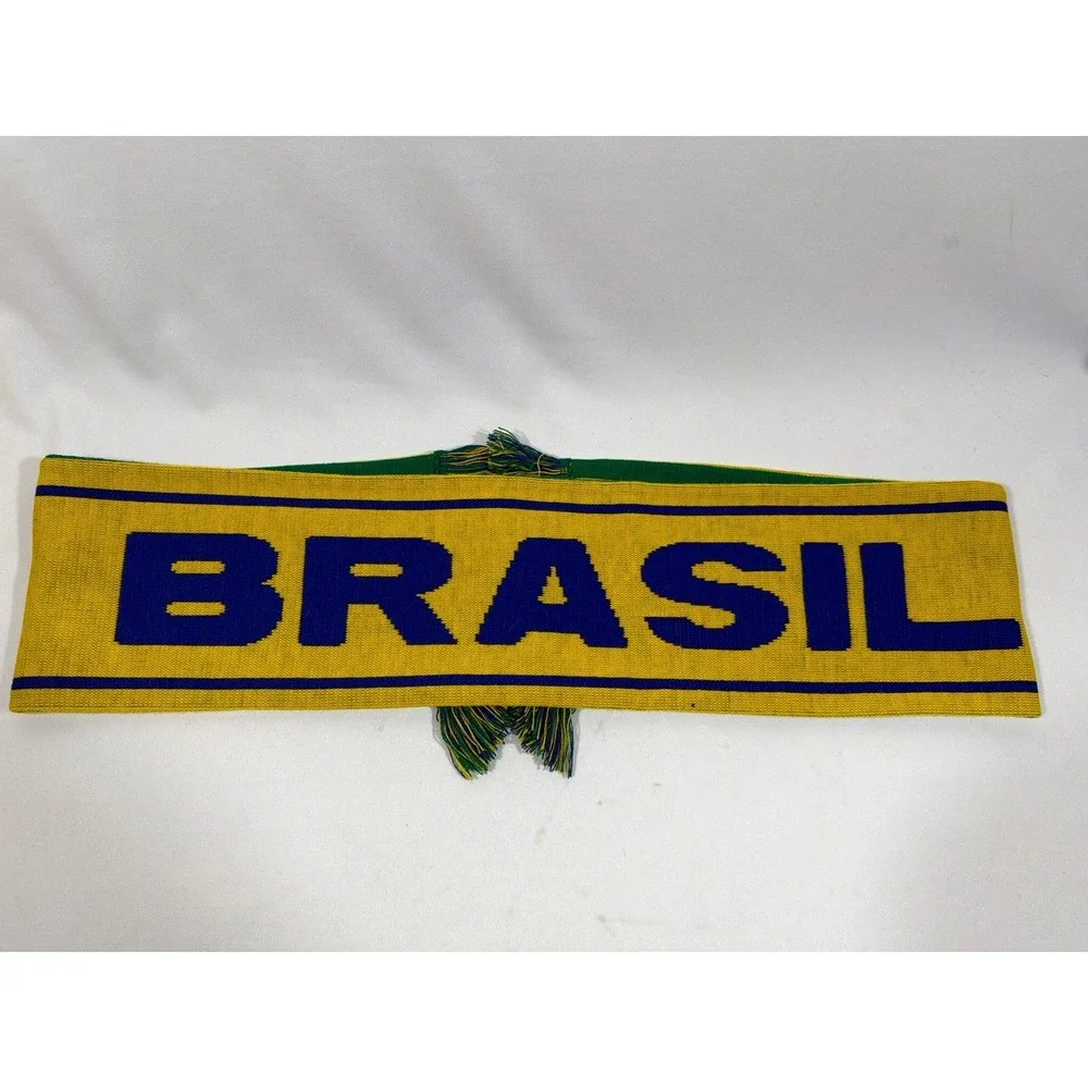 Brazil Soccer Knit Scarf Green Yellow Futbol Fan Streetwear Football Core